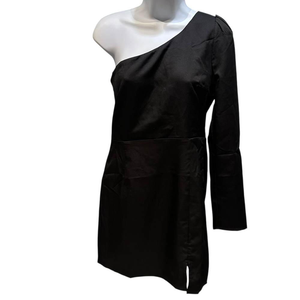 Lulus One Shoulder Long Sleeve Mini Dress Black Size Small